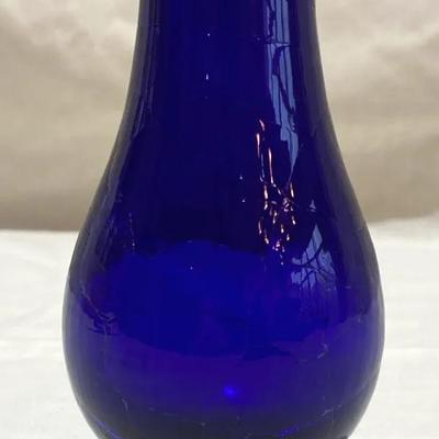 Signed Cobalt Blue Crackle Vase 
