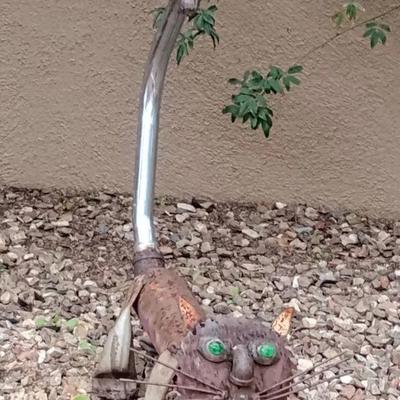 Whimsical Scrap Metal "Junkyard Cat" Garden Sculpture