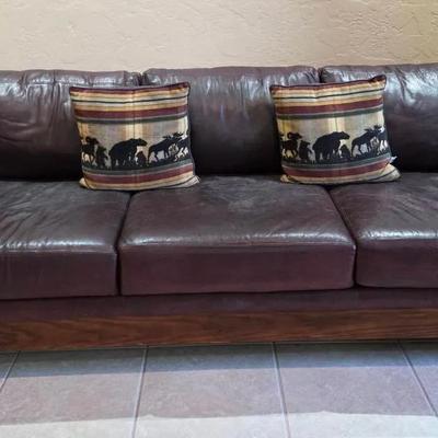 Mission Style Leather Sofa