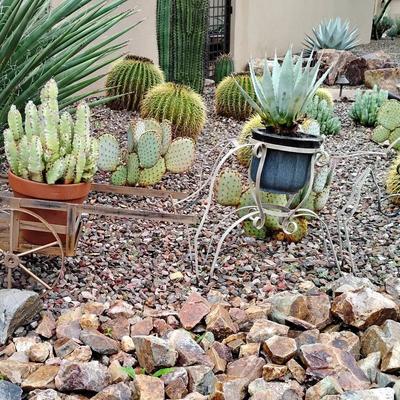 Whimsical Metal Donkey & Cart Garden Planter Set