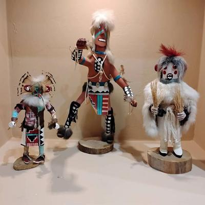 3 Vintage Signed Hopi Kachina Dolls - Native American Art