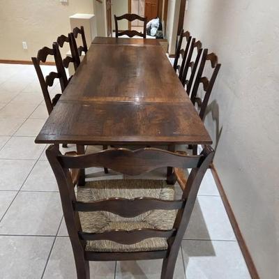 Rustic Dining Table & 8 Chairs 