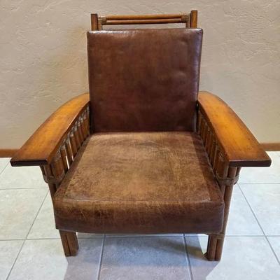 Henredon Arts & Craft Style Leather Chair 