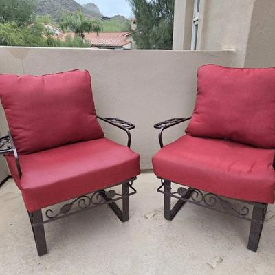 Hampton Bay Patio Chairs with Red Cushions 