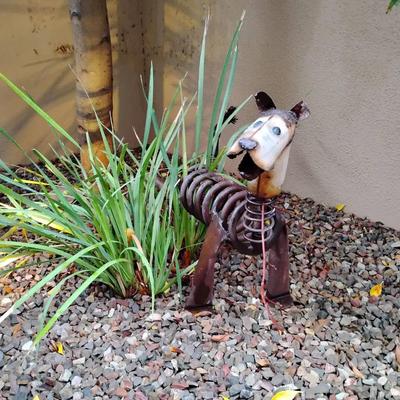 Whimsical Recycled Metal "Slinky Dog" Garden Sculpture - Rustic Yard Art
