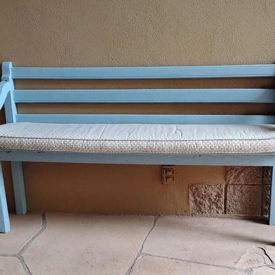 Vintage-Style Wooden Garden Bench – Sky Blue
