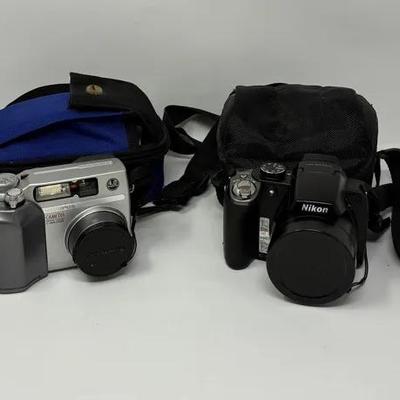 Olympus Camedia C-4000 Zoom Camera and Nikon Coolpix P80 Digital Camera with bags