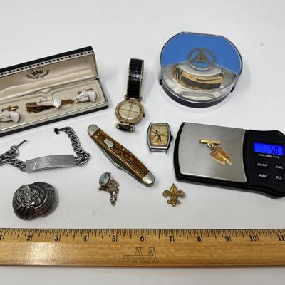 Men's Jewelry, Featuring 14k Gold Medallion, BS Of America Items, Mickey Mouse Watch Face 