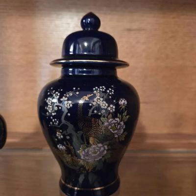 Vintage Japanese Cobalt Blue Porcelain Ginger Jar