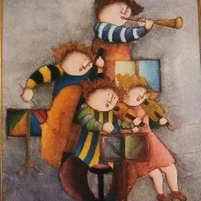 Joyce Roybal Canvas Wall Hanging Playing Instruments 