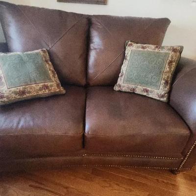 Sofa Loveseat Brown Leather