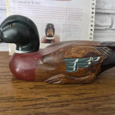 Vintage Hand-Painted Wooden Mallard Duck Decoy