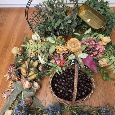 Flower And Metal Basket Decor