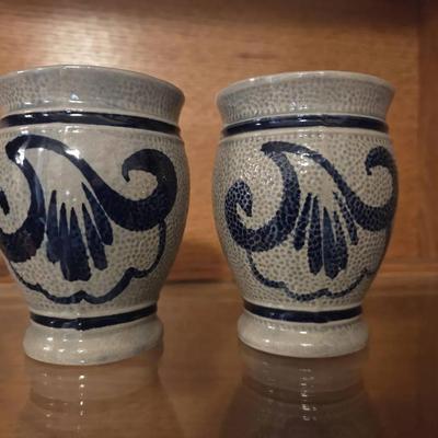 Set Of 2 vintage German Gerzit salt-glazed stoneware Cups 