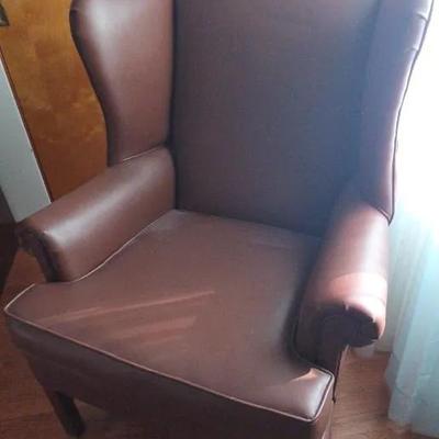 Brown Leather Wingback Chair