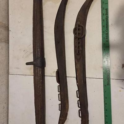 Lot 3 Antique Primitive Horse Ox Wood Cast Iron HAMES SINGLE TREE YOKE HARNESS