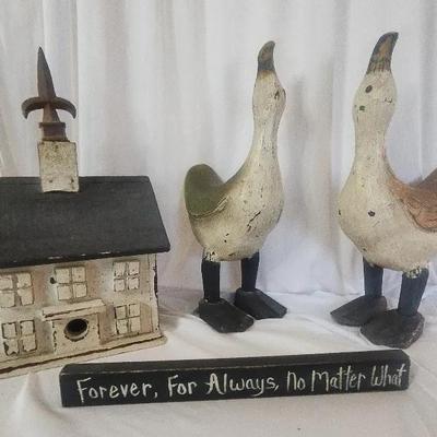 Decorative Wooden Rustic Chruch, Ducks & Inspirational Quote