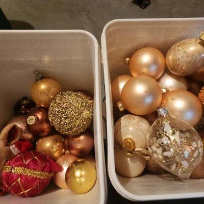 Two Buckets Of Vintage Glass Ornaments 