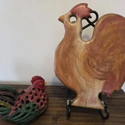 Chicken Cutting Board And Cast Iron Chicken With Stand