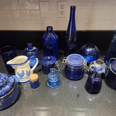 Blue Glass Decor Lot