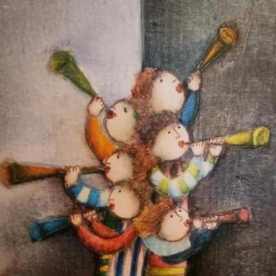 Joyce Roybal Canvas Wall Hanging Musicians Blowing Horns