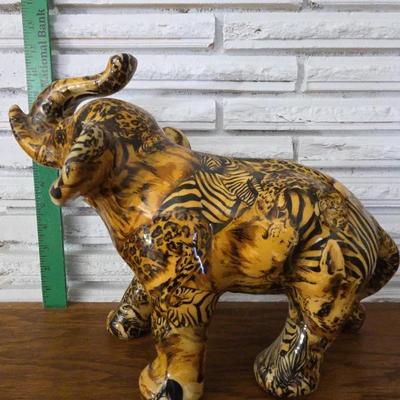 Vintage La Vie Porcelain Safari Patchwork Large Elephant Figurine