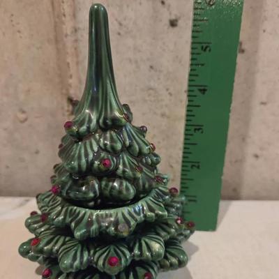 Vintage Ceramic Christmas Tree Lighter and Ashtray Set