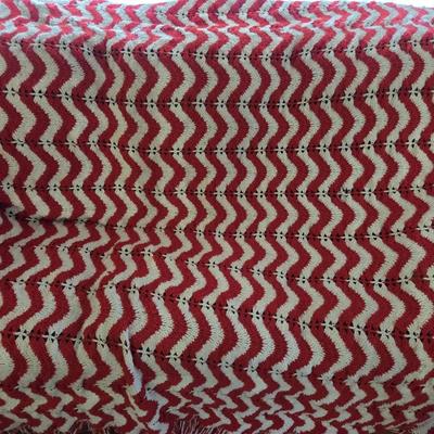 Crocheted Red & White Blanket