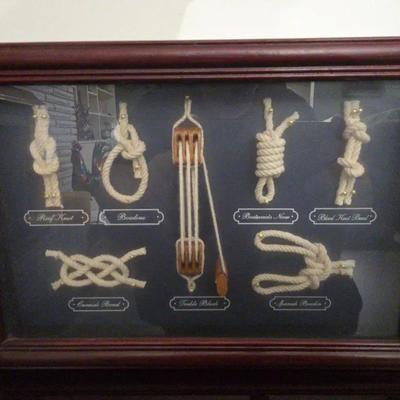 Sailor 7-Knot Boat Display in Shadow Box Glass Case Man Cave Nautical Decor