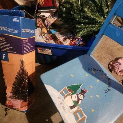 Holiday Decor, Crafts, Wooden Painted Chair, & A Mystery Lot