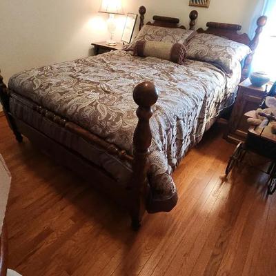 Queen Size Bedroom Set - Bed Frame, Mattress, End Table, Dresser, Chest Of Drawers