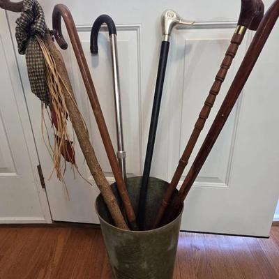 Galvanized Bucket With Cane Collection