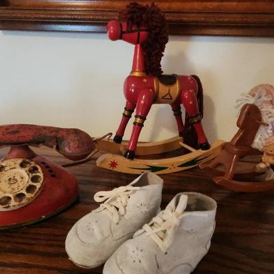Antique Toys, Antique Baby Shoes, Small Rocking Horses 