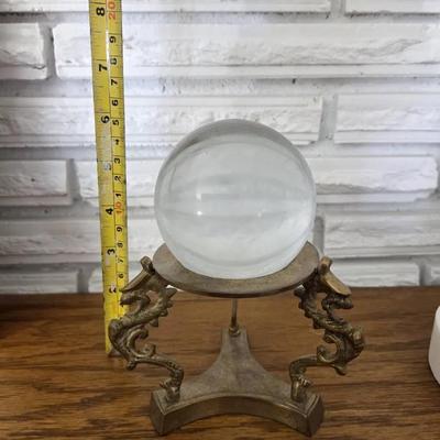 Vintage Brass Dragon Brass Stand With Clear Glass