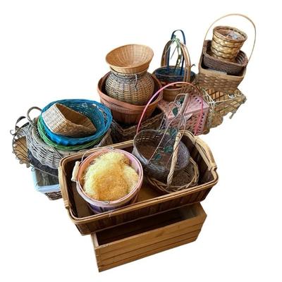 Large Collection Of Wicker & Wire Baskets