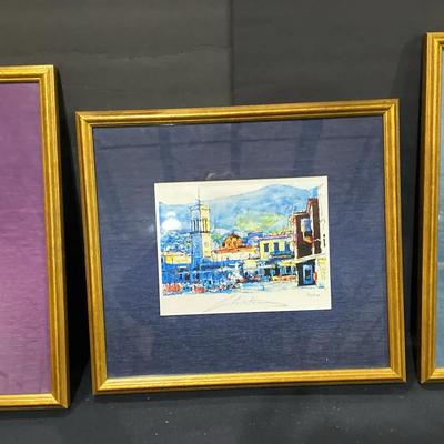 Framed European Street & Harbor Scene Art Prints – Coordinated Gold Frames