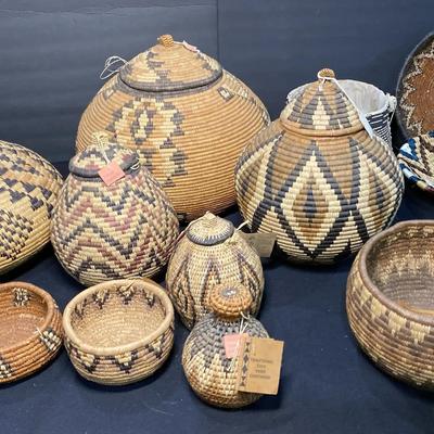 African ZULU Baskets, African Handwoven Lidded Baskets & Bowls