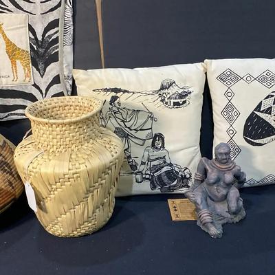 African ZULU Baskets, Pillow, Figurine