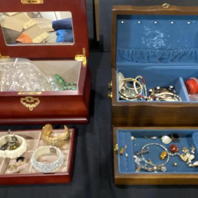 2 Jewelry Boxes With Costume Jewelry
