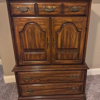 American Division brand solid oak cabinet 55.5” X 36” X 18”, solid wood, sound construction