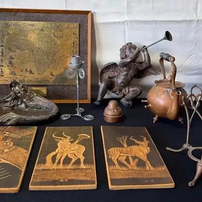 South African Artifacts & Figurines, Wall Plaques, Framed Map of Africa