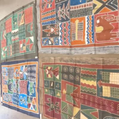 4 Hand Painted Batik Cloths 100% Cotton 