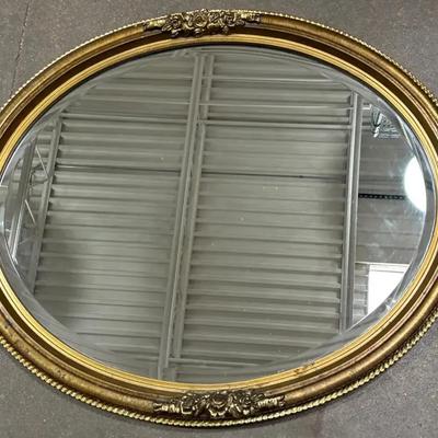 Oval Beveled & Gilded Wall Mirror (WH8)