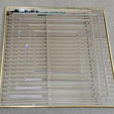 Op Art Square Brass Framed Wall Mirror (WH8)