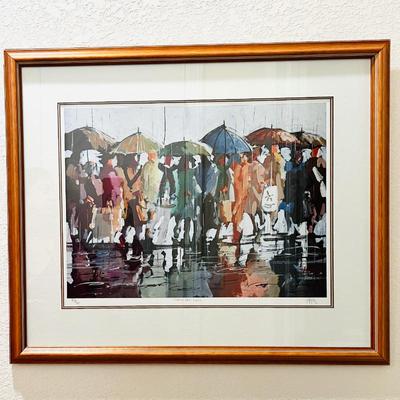 Danny Mayes Signed Lithograph "Seattle in the Rain" 1992, Limited Edition 413/500