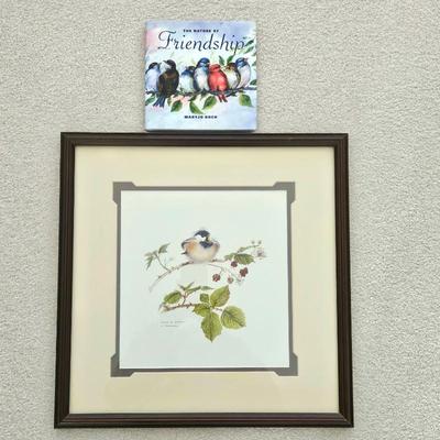 Framed Bird Lithograph “Chick & Berries” by V. Preiffer with Book