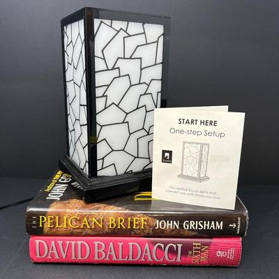  Filimin Touch Lamp with 2 Hardcover Books by John Grisham and David Baldacci