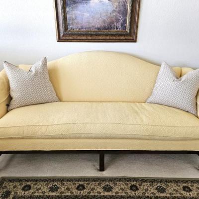 Vintage Henredon Upholstered Sofa with Carved Wood Base