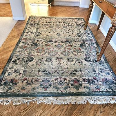 Large Area Rug in Greens & Beiges 8'2" x 5'3"