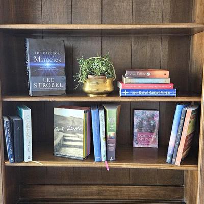 Assorted Christian Books & Brass Planter Lot